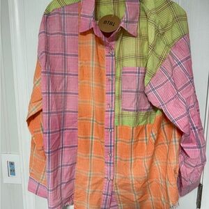 BiBi Vibrant Plaid Button-Down Shirt